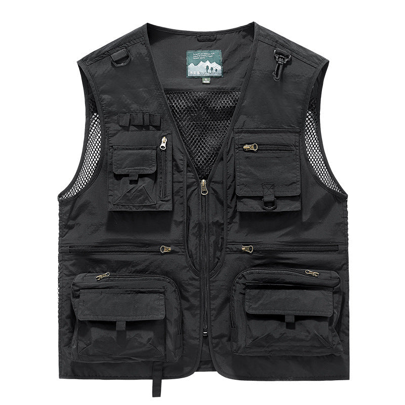 Summer Tactical Vest – 14 - Pocket Lightweight Mesh | Fishing, Hiking, Photography & Work – Black Coats & Jackets for ExtendedShip (7 view)