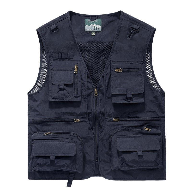 Summer Tactical Vest – 14 - Pocket Lightweight Mesh | Fishing, Hiking, Photography & Work – Blue Coats & Jackets for ExtendedShip (3 view)