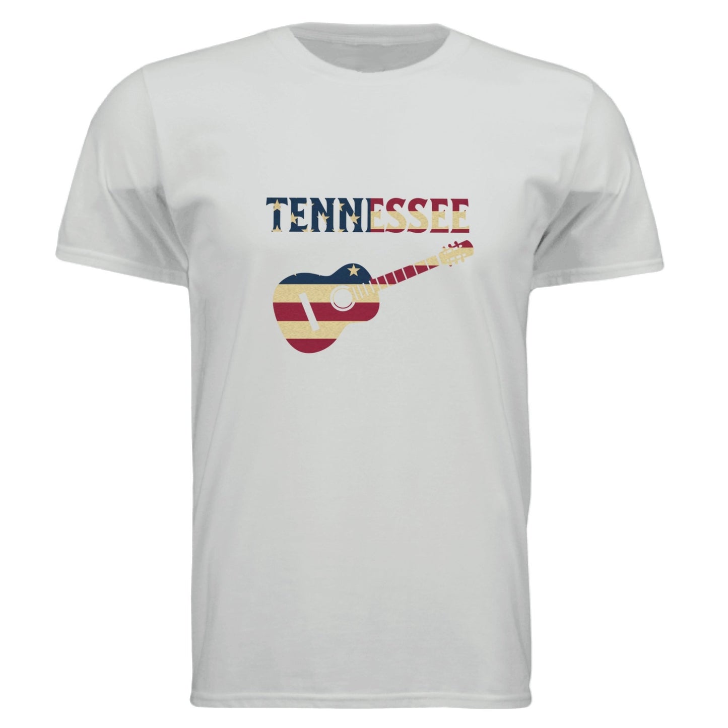 Tennessee Guitar Flag Tee – Southern Sound & State Pride | RM Outpost Apparel – Ice Grey T-Shirt for American Flag (15 view)