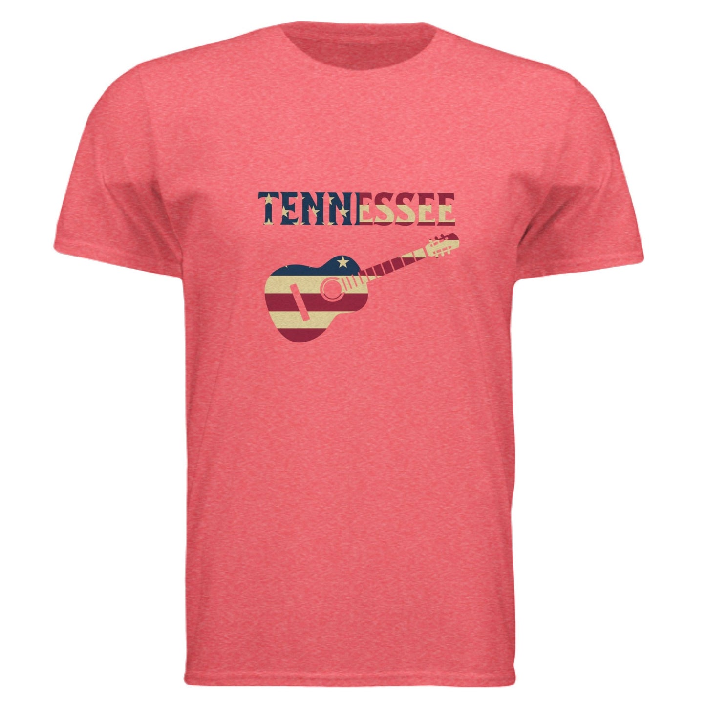 Tennessee Guitar Flag Tee – Southern Sound & State Pride | RM Outpost Apparel – Heather Red T-Shirt for American Flag (19 view)