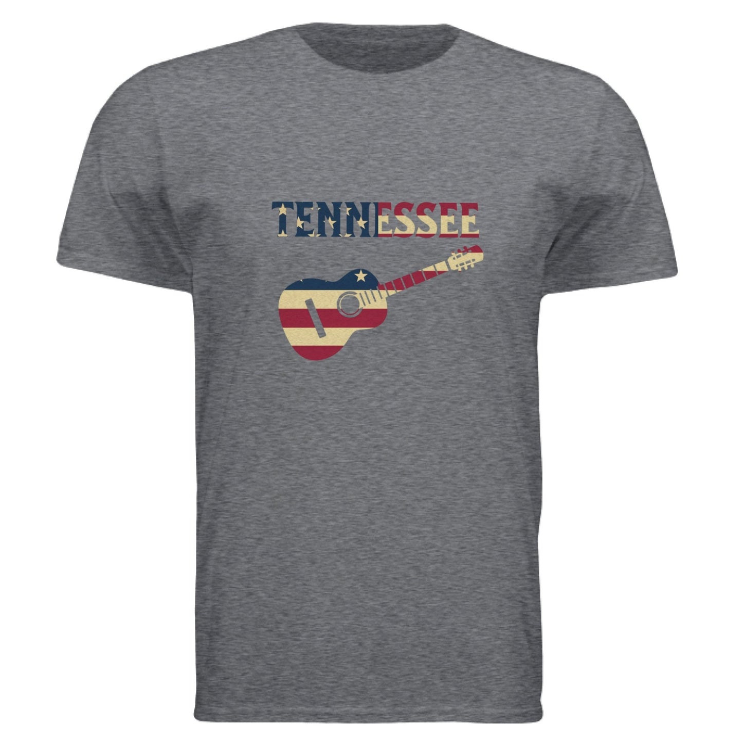 Tennessee Guitar Flag Tee – Southern Sound & State Pride | RM Outpost Apparel – Dark Heather Grey T-Shirt for American Flag (3 view)