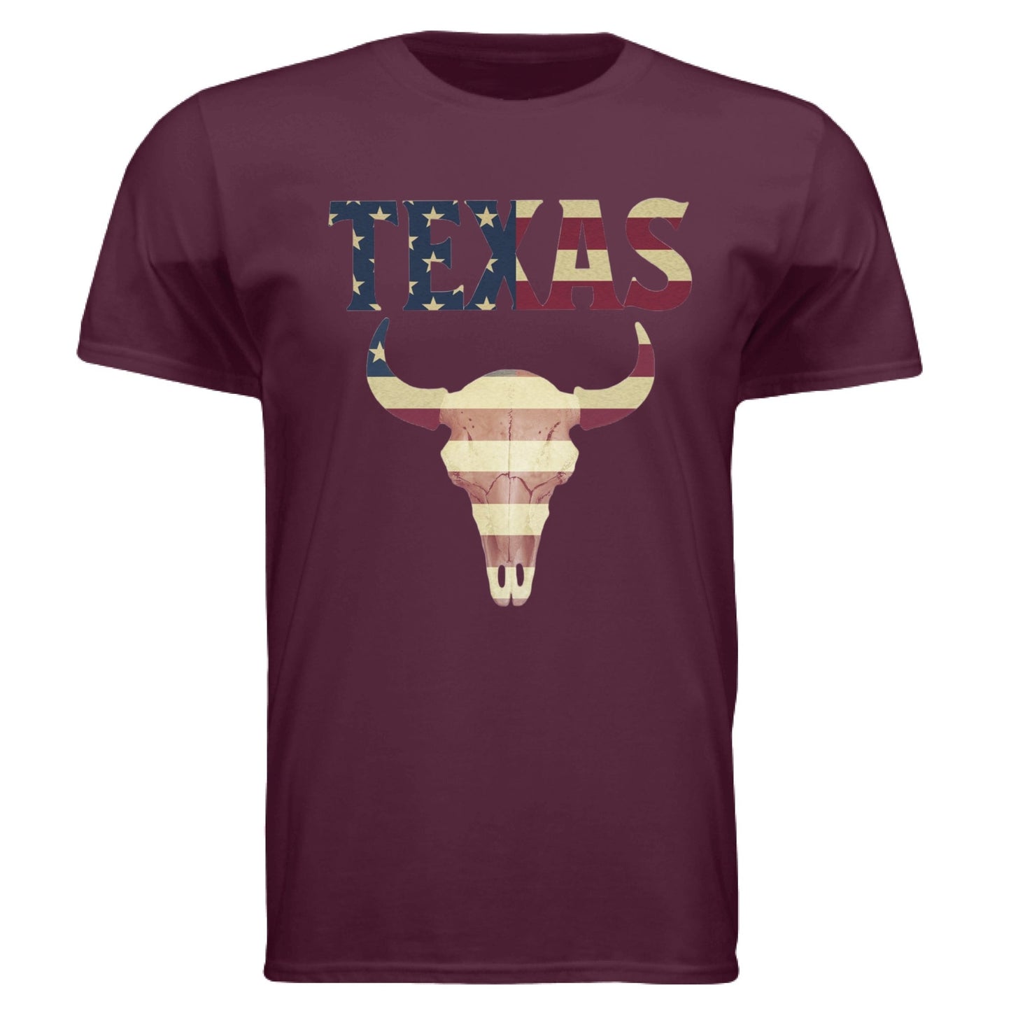 Texas Flag Longhorn Tee – Bold Patriotic Design | RM Outpost Apparel – Maroon T-Shirt for American Flag (21 view)