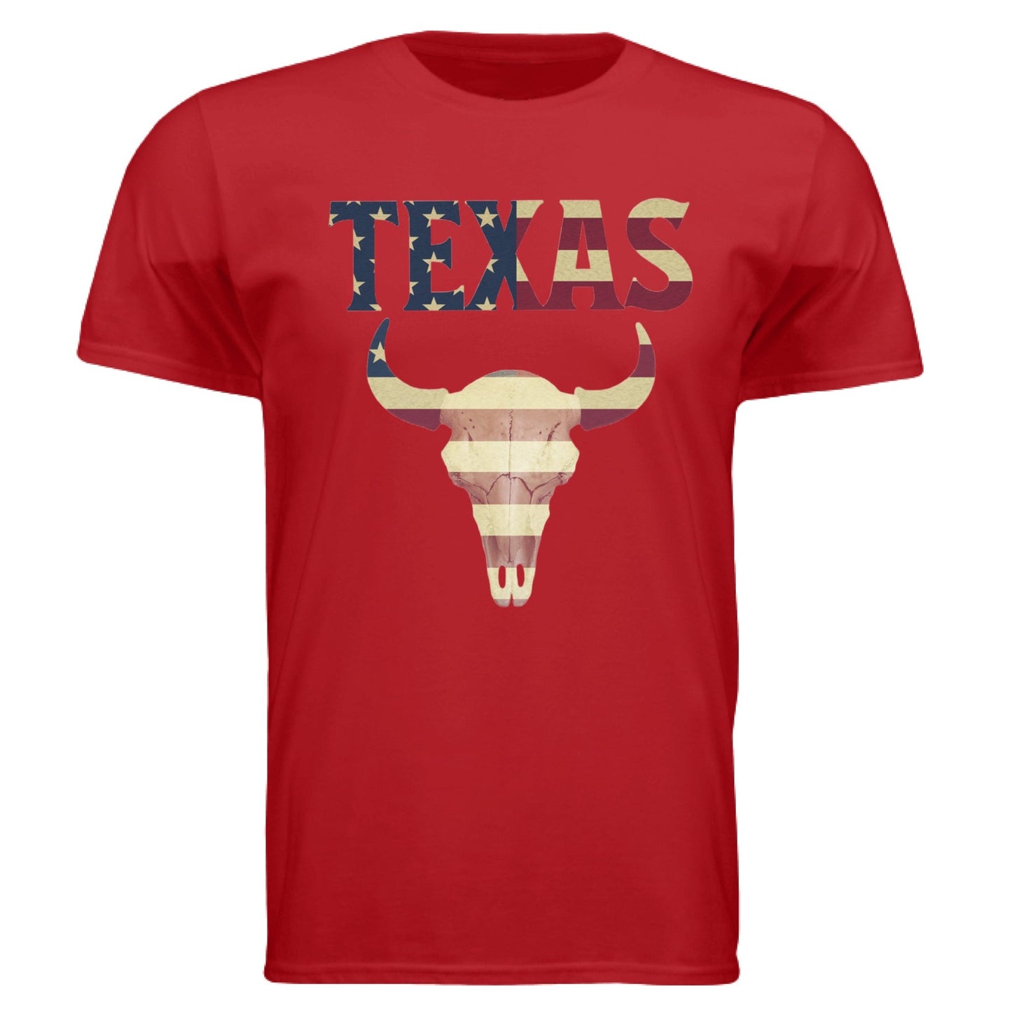 Texas Flag Longhorn Tee – Bold Patriotic Design | RM Outpost Apparel – Red T-Shirt for American Flag (1 view)