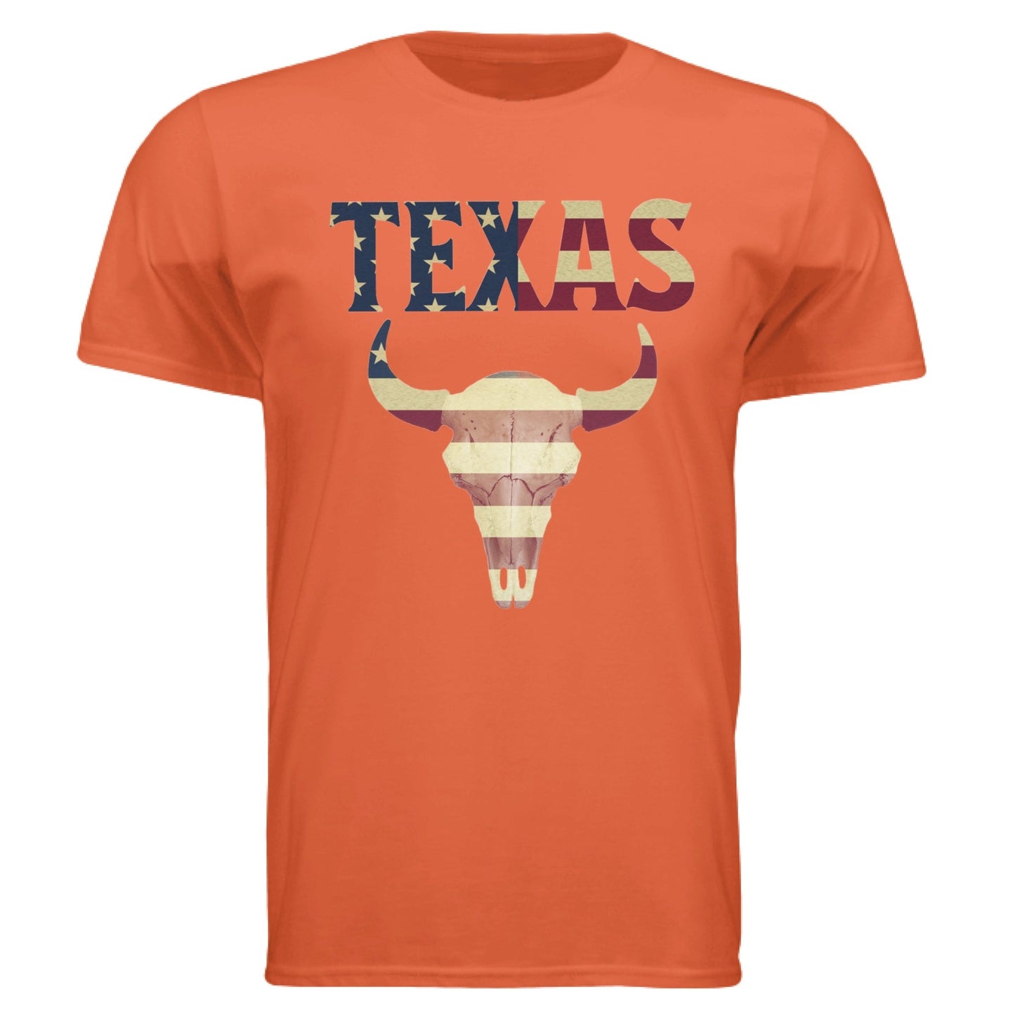Texas Flag Longhorn Tee – Bold Patriotic Design | RM Outpost Apparel – Orange T-Shirt for American Flag (3 view)