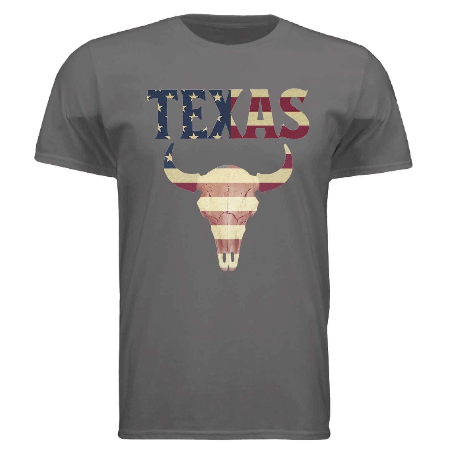 Texas Flag Longhorn Tee – Bold Patriotic Design | RM Outpost Apparel – Charcoal T-Shirt for American Flag (7 view)