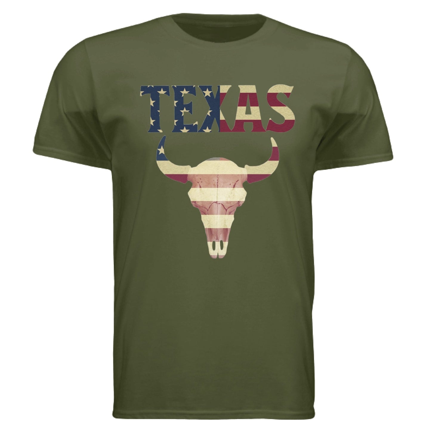 Texas Flag Longhorn Tee – Bold Patriotic Design | RM Outpost Apparel – Military Green T-Shirt for American Flag (19 view)