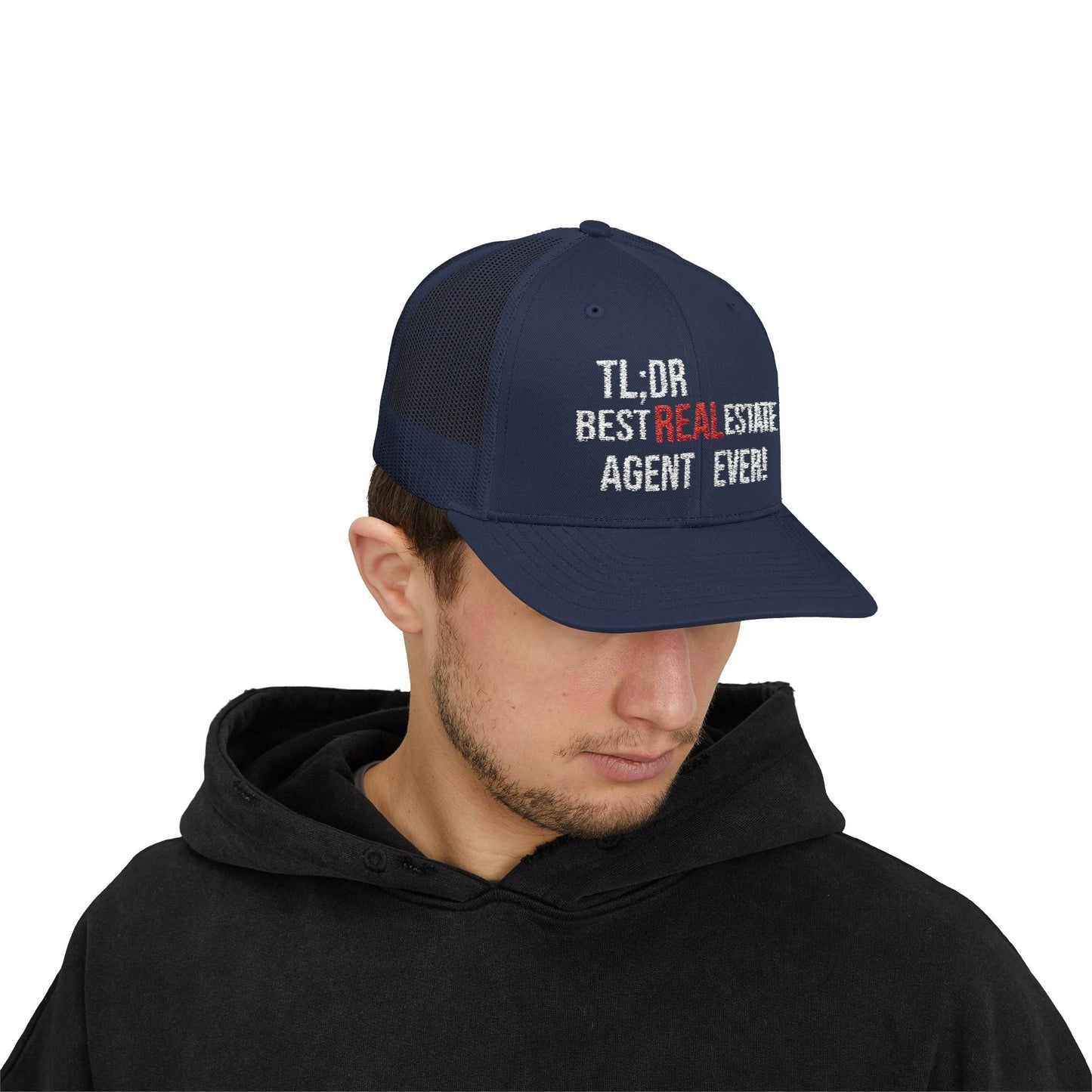 TL;DR: Best Real Estate Agent Ever Hat – Trucker Cap With Bold Statement – Navy Hats for Casual Headwear (31 view)
