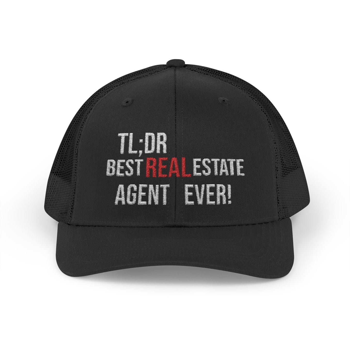 TL;DR: Best Real Estate Agent Ever Hat – Trucker Cap With Bold Statement – Black Hats for Casual Headwear (1 view)