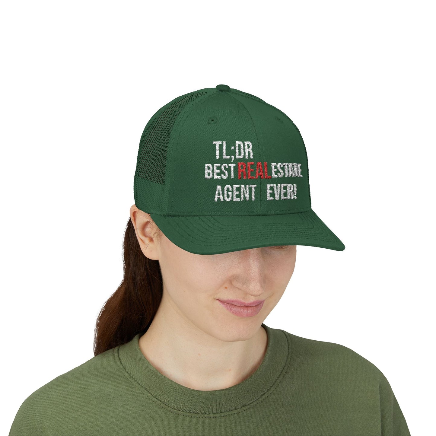 TL;DR: Best Real Estate Agent Ever Hat – Trucker Cap With Bold Statement – Evergreen Hats for Casual Headwear (28 view)