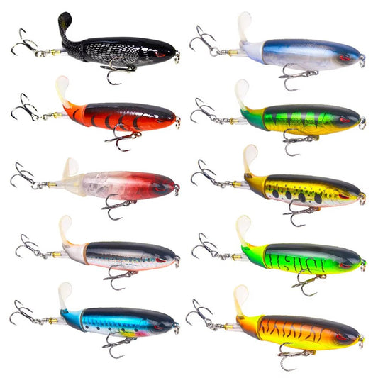 Topwater Fishing Lure Set – 20pcs Popper Bait with Hooks, 3D Eyes & Propeller Tail | Bass & Pike Lures – Fishing Gear by SbrTnHomes