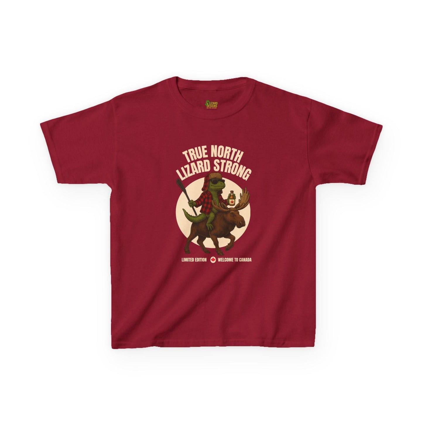 True North Lizard Strong Kids Shirt – Canada Edition Chaos Tee | Funny Moose & Hockey Graphic – Cardinal Red Kids clothes for Animal Graphic Tee (17 view)