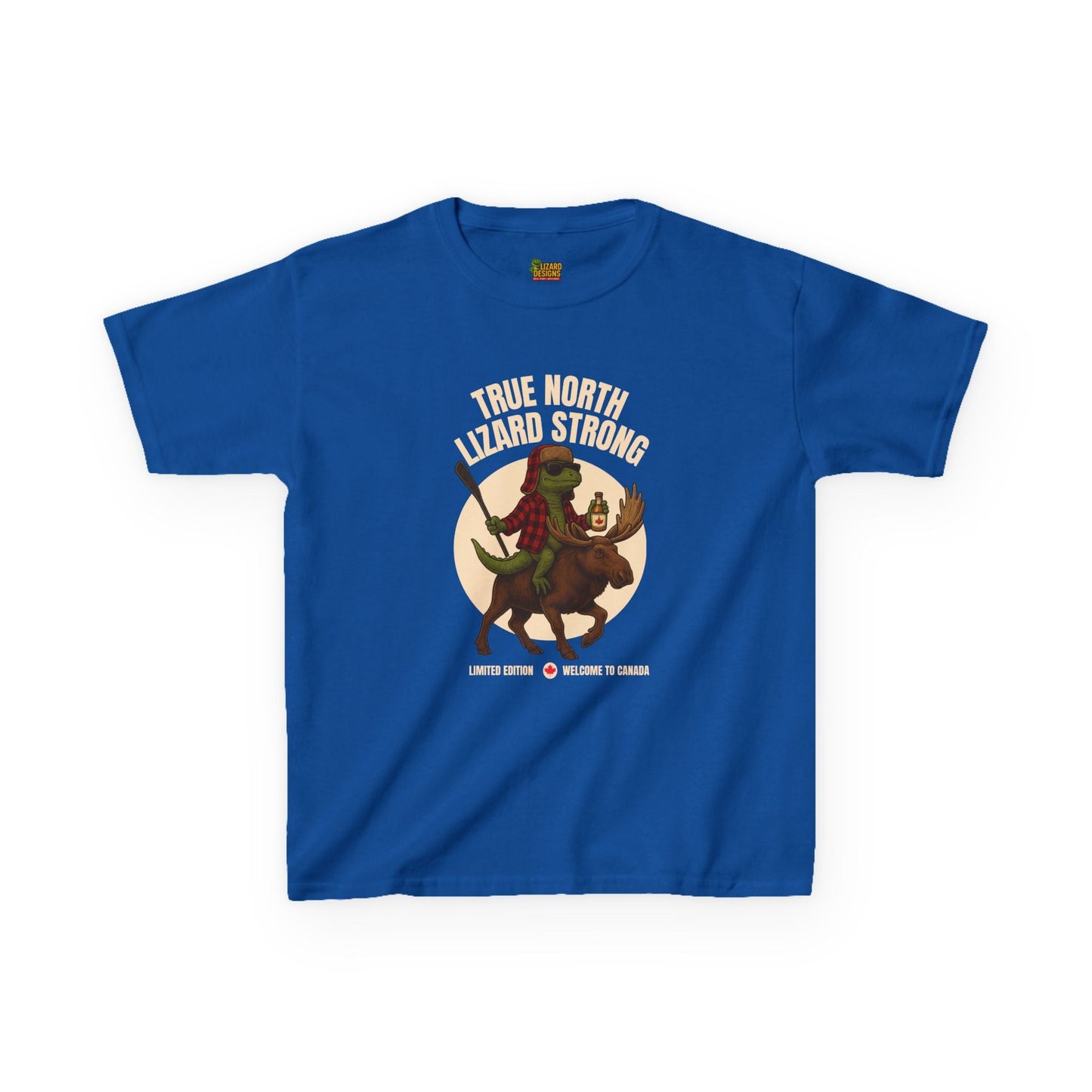 True North Lizard Strong Kids Shirt – Canada Edition Chaos Tee | Funny Moose & Hockey Graphic – Royal Kids clothes for Animal Graphic Tee (10 view)