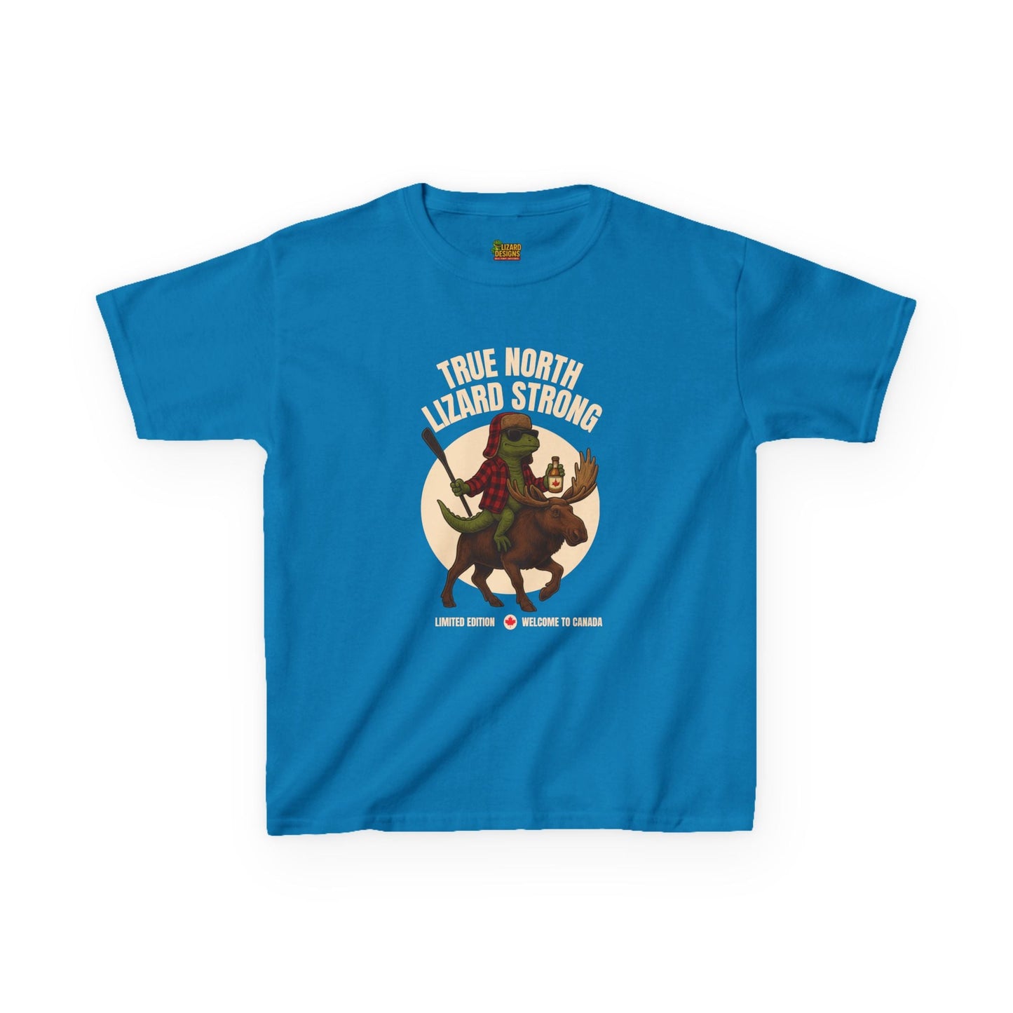 True North Lizard Strong Kids Shirt – Canada Edition Chaos Tee | Funny Moose & Hockey Graphic – Sapphire Kids clothes for Animal Graphic Tee (8 view)