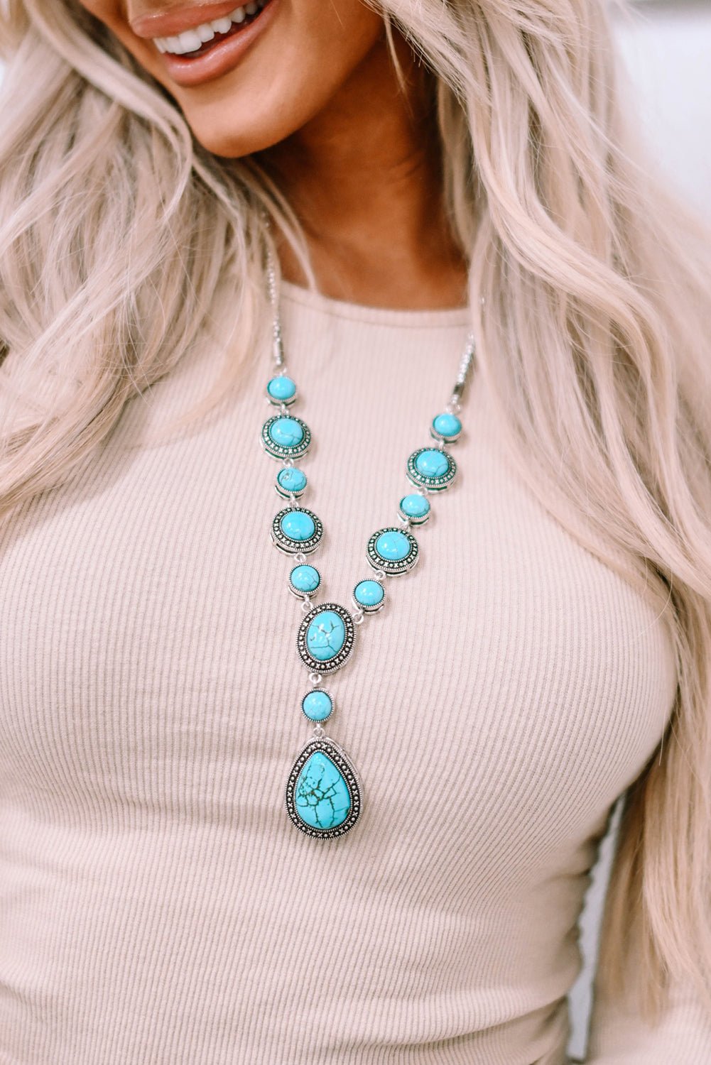 Turquoise Water Drop Accent Necklace – Blue Accessories for Shopify Collective (1 view)