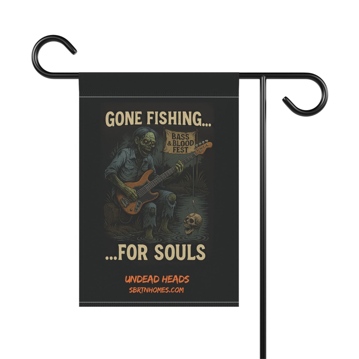 Undead Heads Halloween Flag – Gone Fishin’ for Souls | Bass & Blood Fest Yard Decor – 24.5'' × 32'' Home Decor for bass and blood fest (3 view)