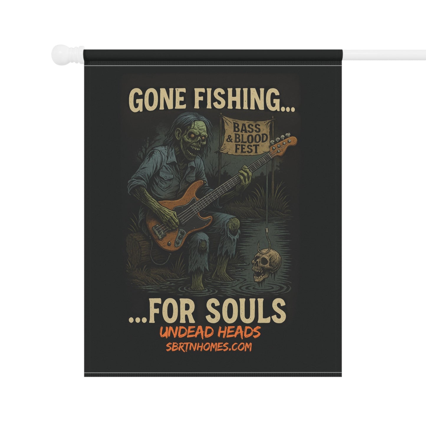 Undead Heads Halloween Flag – Gone Fishin’ for Souls | Bass & Blood Fest Yard Decor – 24.5'' × 32'' Home Decor for bass and blood fest (6 view)