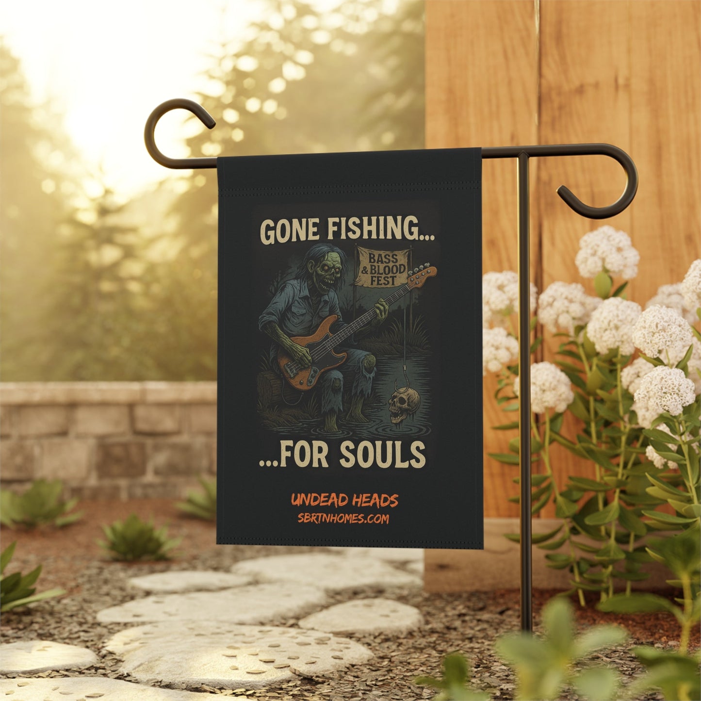 Undead Heads Halloween Flag – Gone Fishin’ for Souls | Bass & Blood Fest Yard Decor – 24.5'' × 32'' Home Decor for bass and blood fest (5 view)