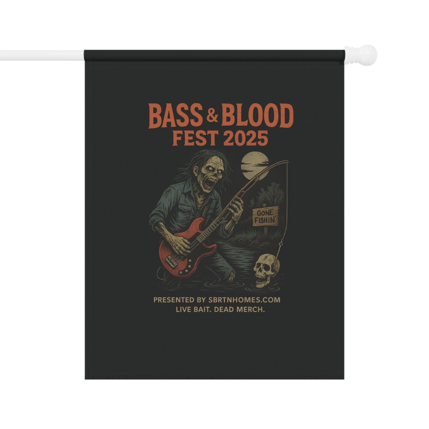 Undead Heads Halloween Flag – Bass & Blood Fest Yard Sign | Spooky Outdoor Decor – 24.5'' × 32'' Home Decor for bass and blood fest (2 view)