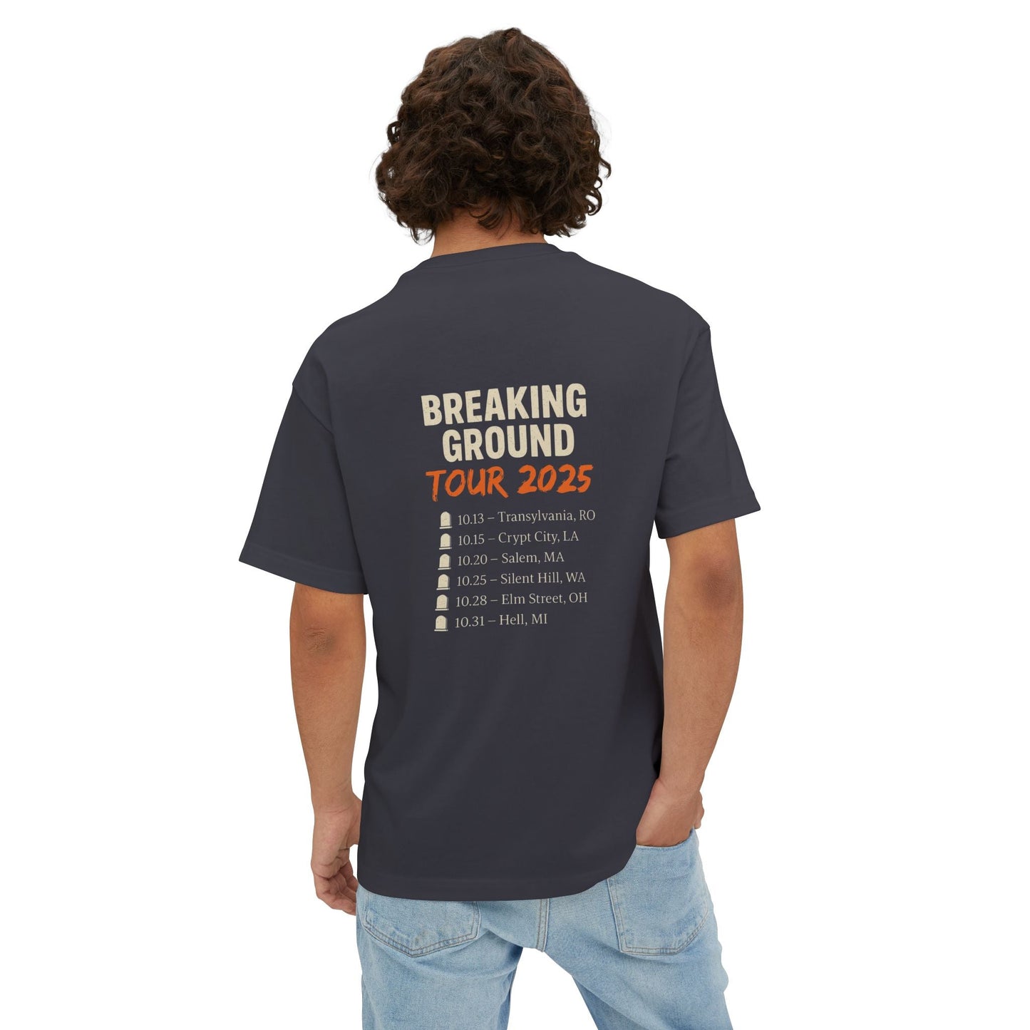 Undead Heads – Breaking Ground Tour 2025 Graphic Tee | Vintage Rock Band Shirt, Halloween Music Festival Merch – Navy T-Shirt for alternative style (13 view)