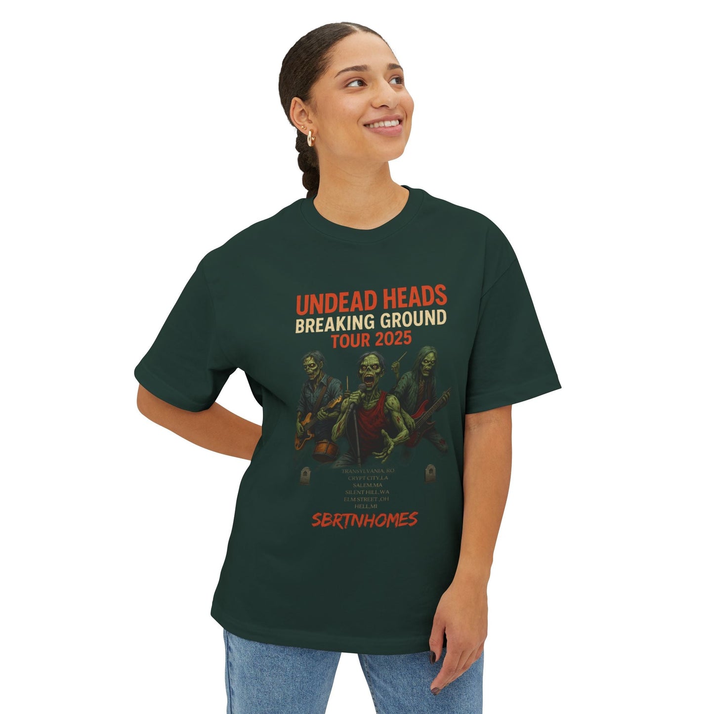 Undead Heads – Breaking Ground Tour 2025 Graphic Tee | Vintage Rock Band Shirt, Halloween Music Festival Merch – Navy T-Shirt for alternative style (16 view)