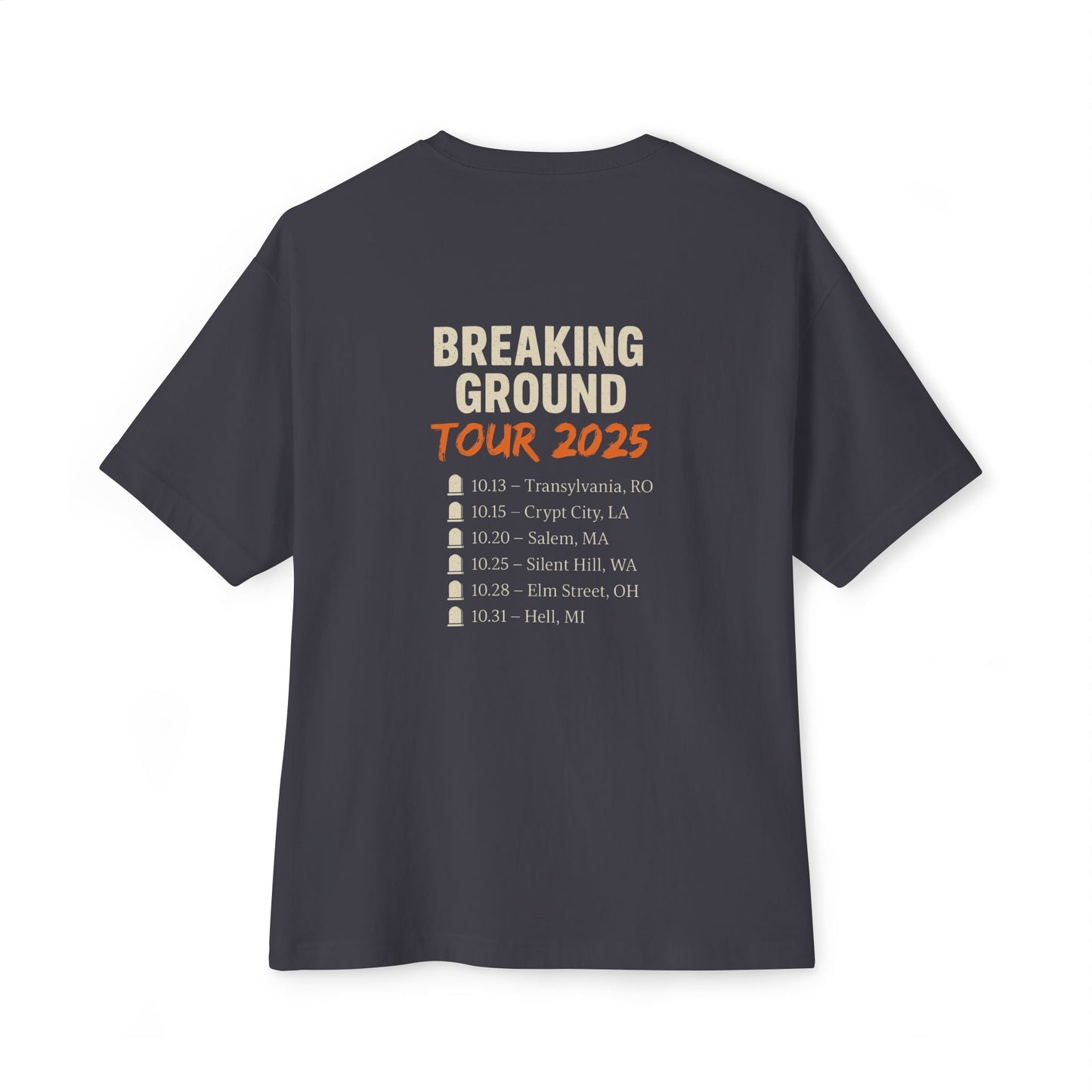Undead Heads – Breaking Ground Tour 2025 Graphic Tee | Vintage Rock Band Shirt, Halloween Music Festival Merch – Navy T-Shirt for alternative style (10 view)