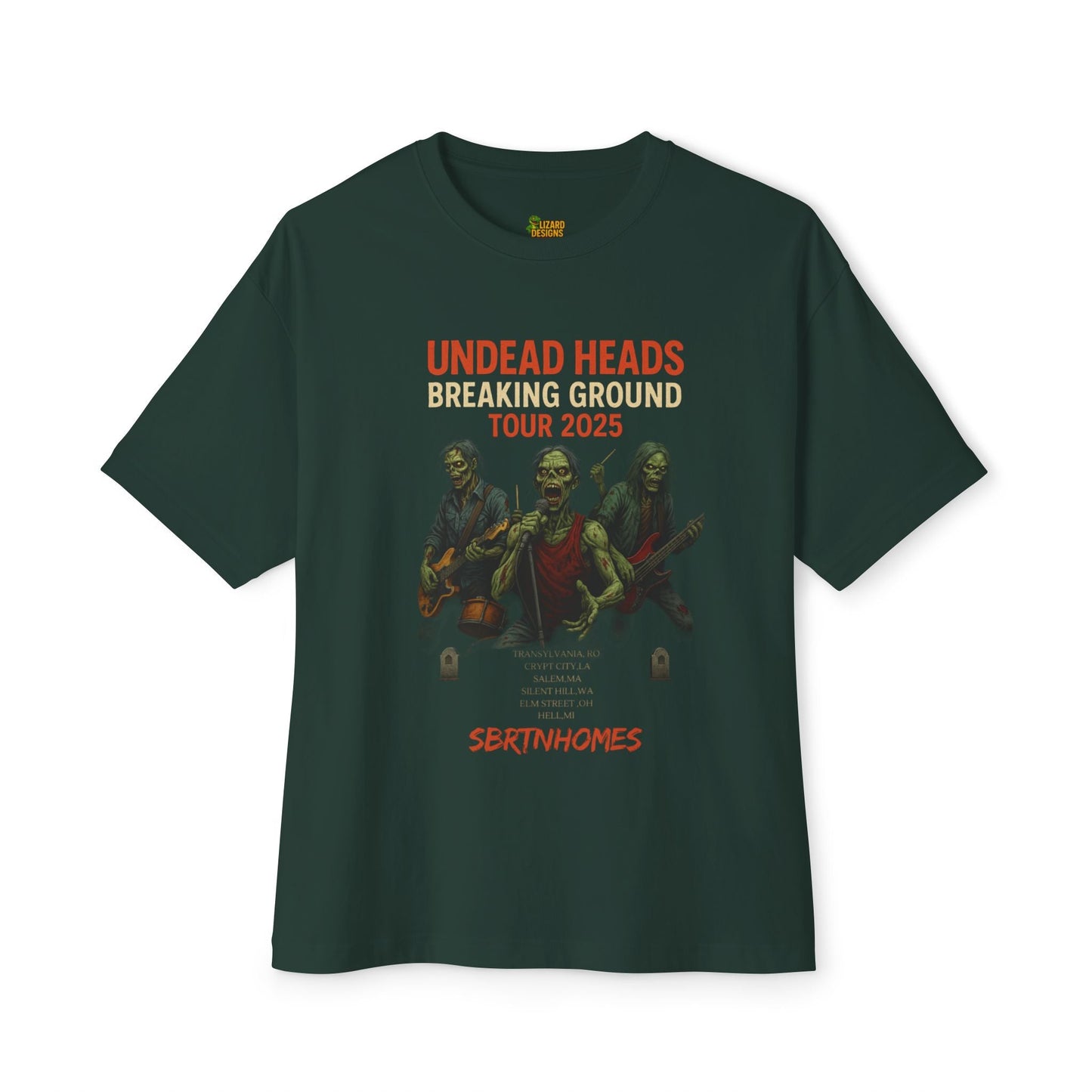Undead Heads – Breaking Ground Tour 2025 Graphic Tee | Vintage Rock Band Shirt, Halloween Music Festival Merch – Forest T-Shirt for alternative style (3 view)