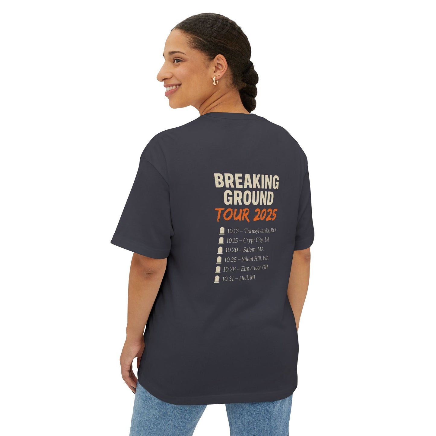 Undead Heads – Breaking Ground Tour 2025 Tee | Vintage Zombie Band Shirt for Halloween & Festival Chaos | Lizard Designs – Navy T-Shirt for alternative style (12 view)