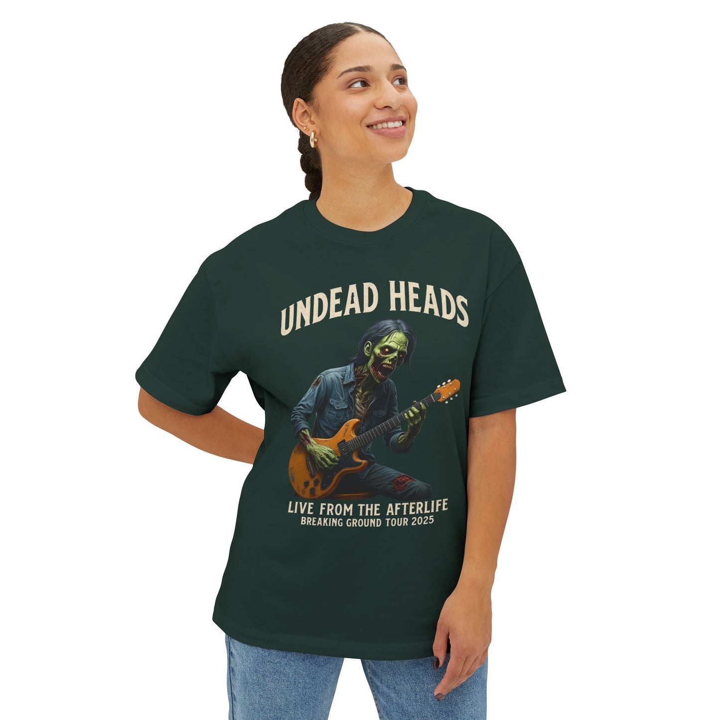 Undead Heads – Breaking Ground Tour 2025 Tee | Vintage Zombie Band Shirt for Halloween & Festival Chaos | Lizard Designs – Navy T-Shirt for alternative style (16 view)