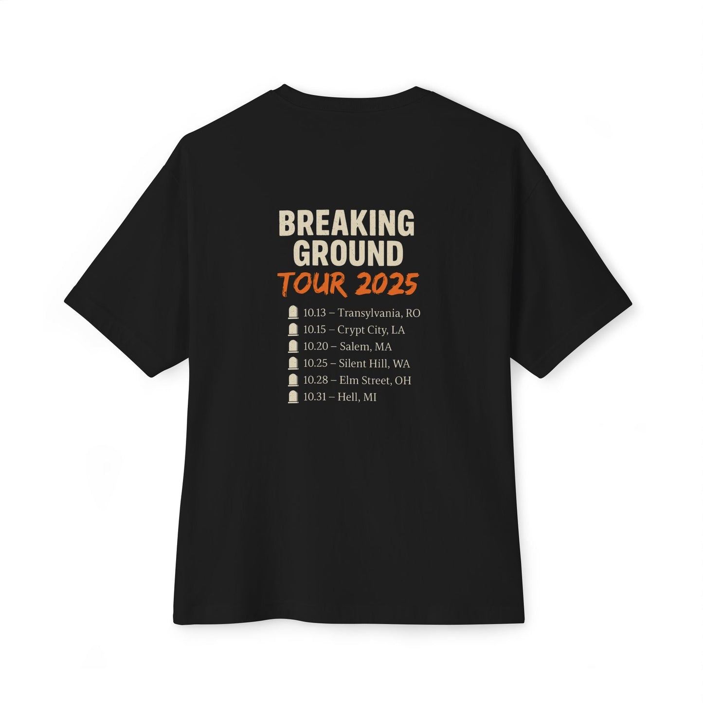 Undead Heads – Breaking Ground Tour 2025 Tee | Vintage Zombie Band Shirt for Halloween & Festival Chaos | Lizard Designs – Navy T-Shirt for alternative style (5 view)