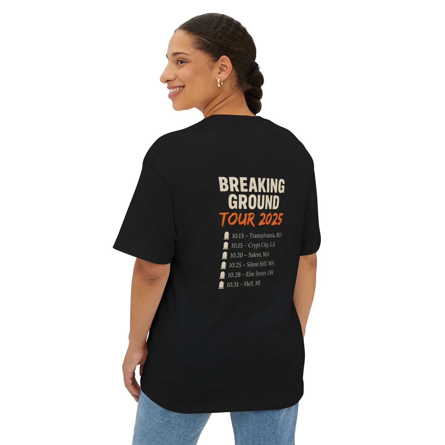 Undead Heads – Breaking Ground Tour 2025 Tee | Vintage Zombie Band Shirt for Halloween & Festival Chaos | Lizard Designs – Navy T-Shirt for alternative style (7 view)