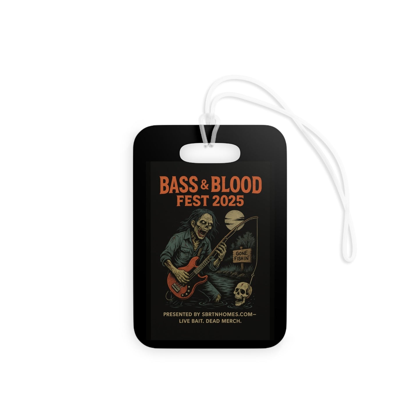 Bass & Blood Fest 2025 Tour Pass – Zombie Rock Luggage Tag | Travel Accessory for Music Fans – Rectangle Accessories for Adventure Travel (1 view)