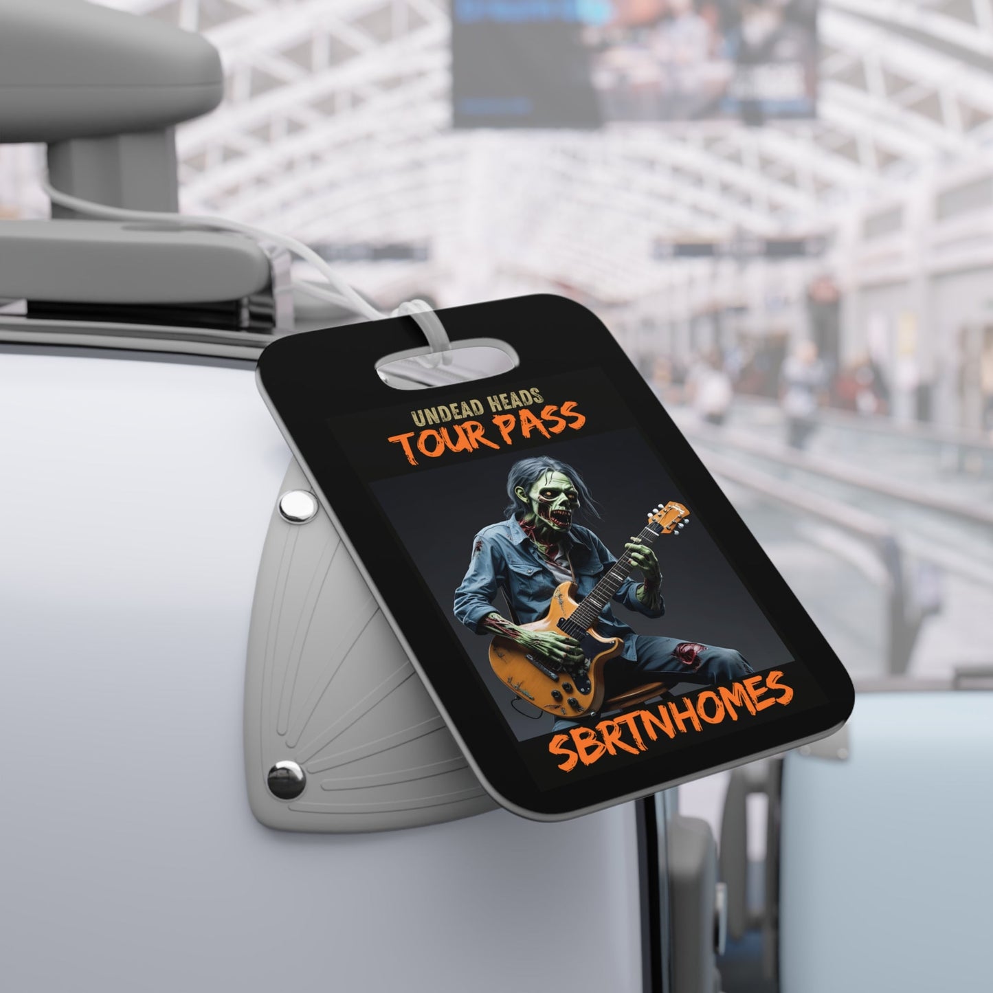 Undead Heads Tour Pass Luggage Tag – Zombie Rocker Travel Accessory | Band Merch Gift – Rectangle Accessories for Adventure Travel (4 view)