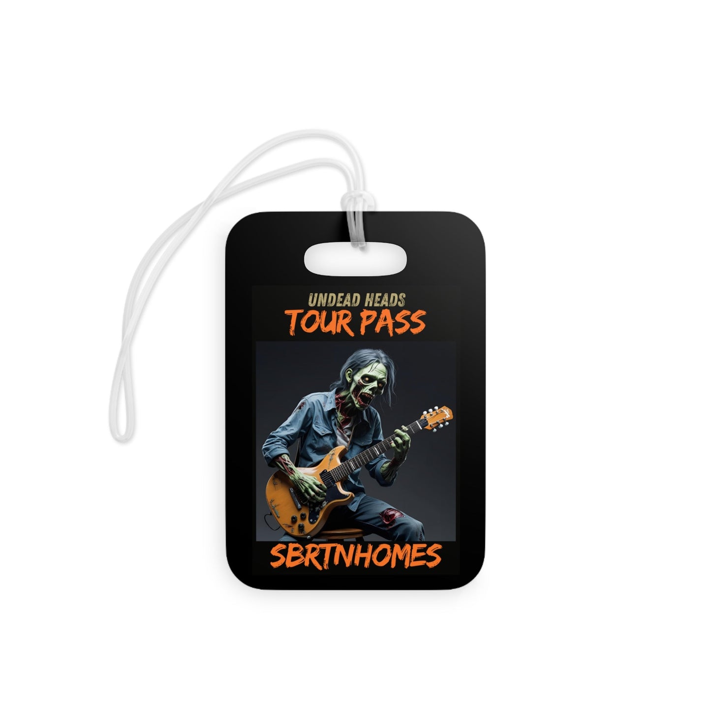 Undead Heads Tour Pass Luggage Tag – Zombie Rocker Travel Accessory | Band Merch Gift – Rectangle Accessories for Adventure Travel (1 view)