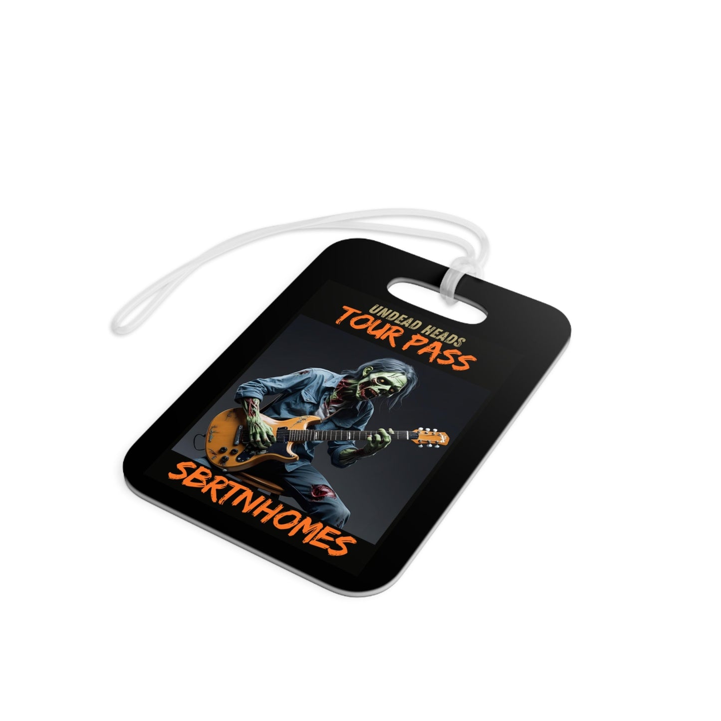 Undead Heads Tour Pass Luggage Tag – Zombie Rocker Travel Accessory | Band Merch Gift – Rectangle Accessories for Adventure Travel (3 view)