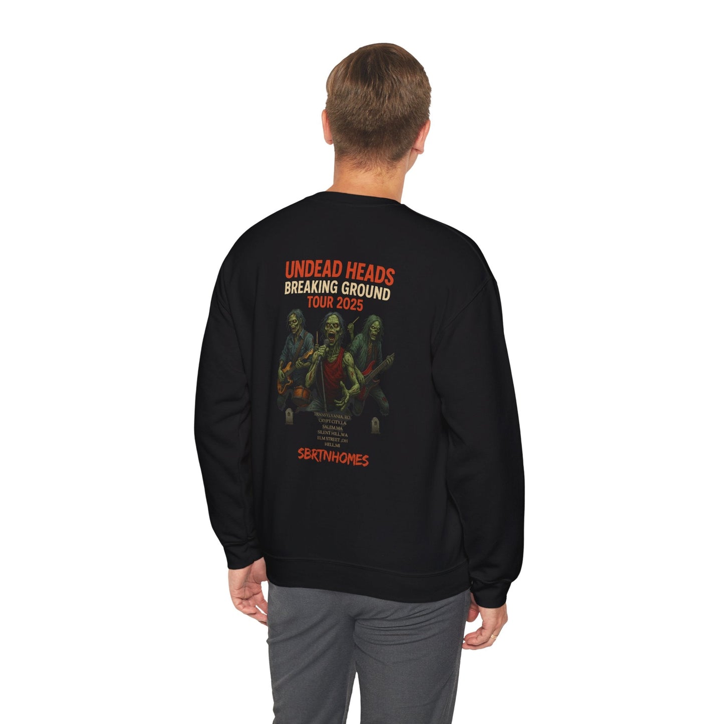 Undead Heads Tour Sweatshirt – Heavy Blend Crewneck | Festival Apparel & Concert Gift for Music Fans – Black Sweatshirt for band merchandise (4 view)