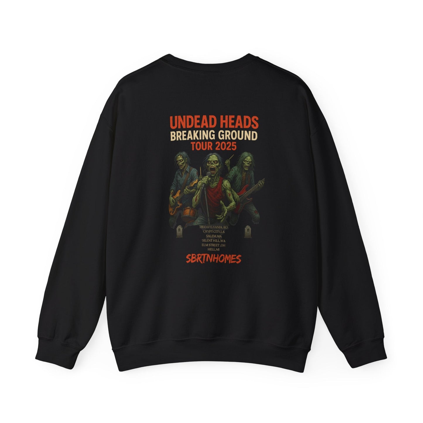 Undead Heads Tour Sweatshirt – Heavy Blend Crewneck | Festival Apparel & Concert Gift for Music Fans – Black Sweatshirt for band merchandise (1 view)