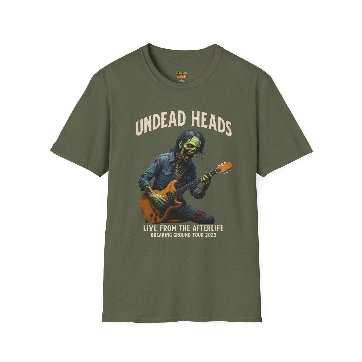 Undead Heads Tour T-Shirt – Vintage Zombie Band Tee for Rock Fans & Halloween Rebels | Lizard Designs – S T-Shirt for Concert Gift (2 view)