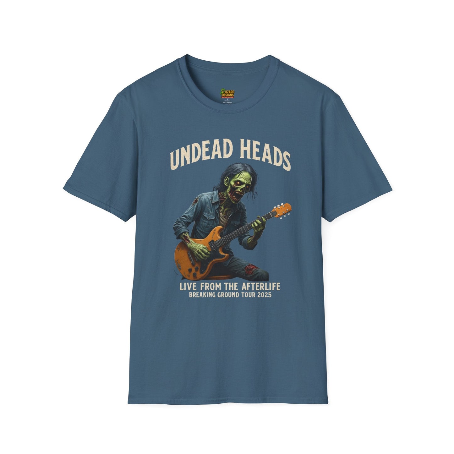Undead Heads Tour T-Shirt – Vintage Zombie Band Tee for Rock Fans & Halloween Rebels | Lizard Designs – S T-Shirt for Concert Gift (4 view)