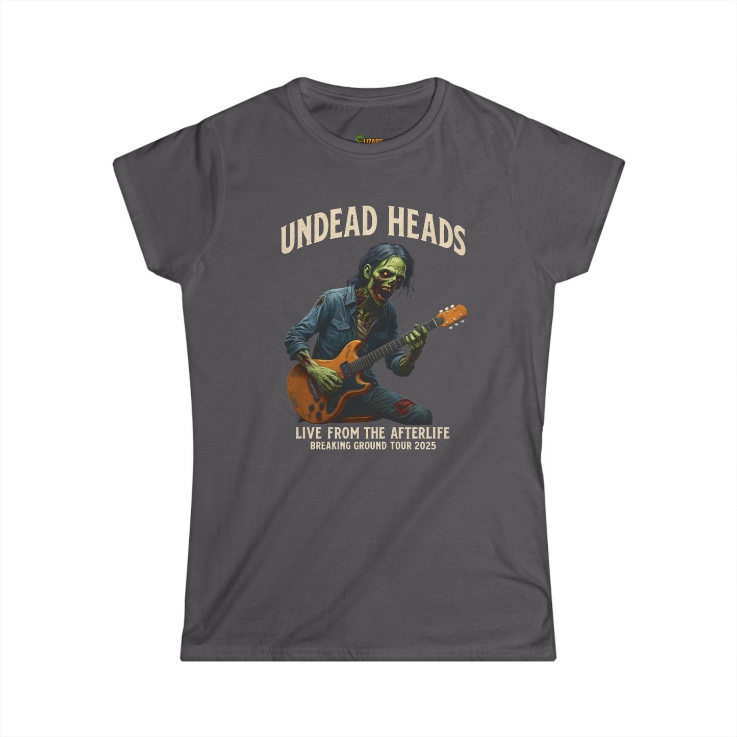 Undead Heads Women’s Tour Tee – Softstyle Graphic Rock Shirt | Music Lover Gift & Concert Apparel – Charcoal T-Shirt for boho chic apparel (4 view)