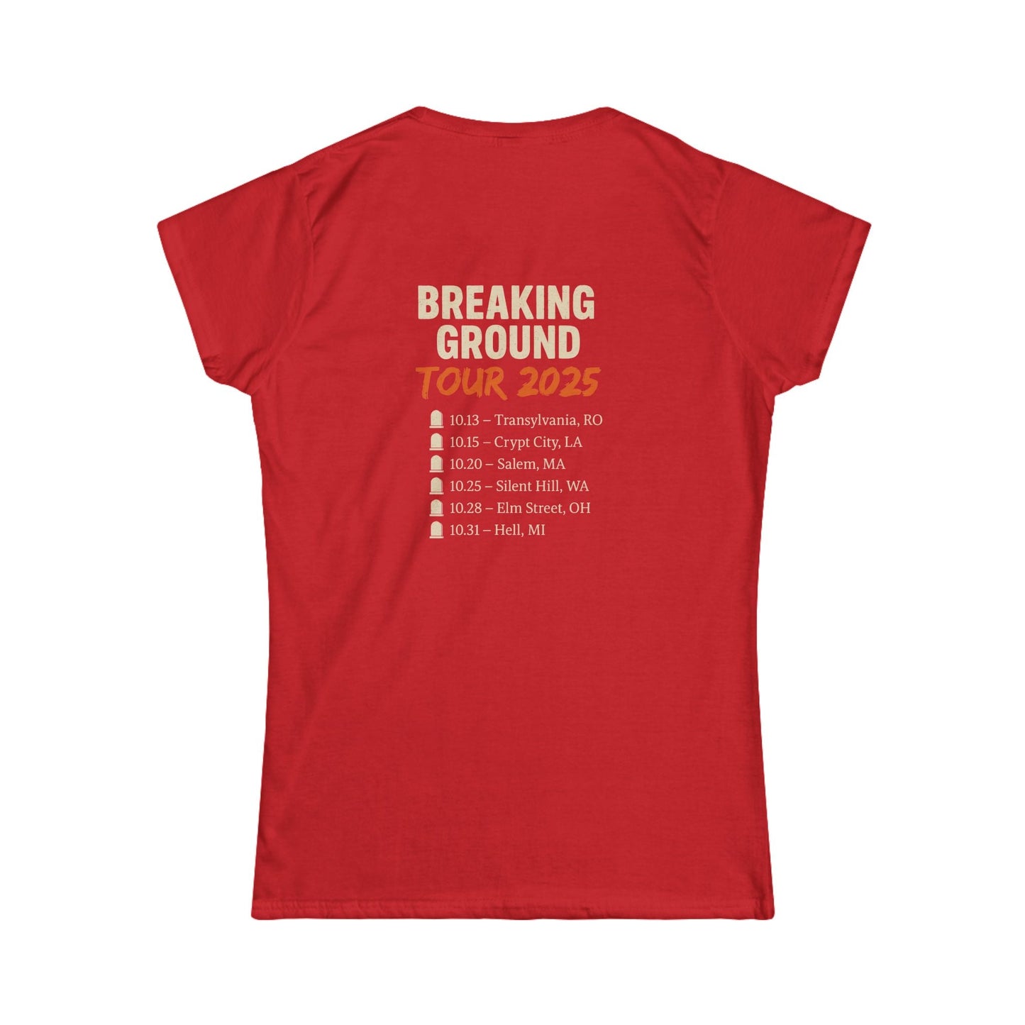 Undead Heads Women’s Tour Tee – Softstyle Graphic Rock Shirt | Music Lover Gift & Concert Apparel – Red T-Shirt for boho chic apparel (17 view)