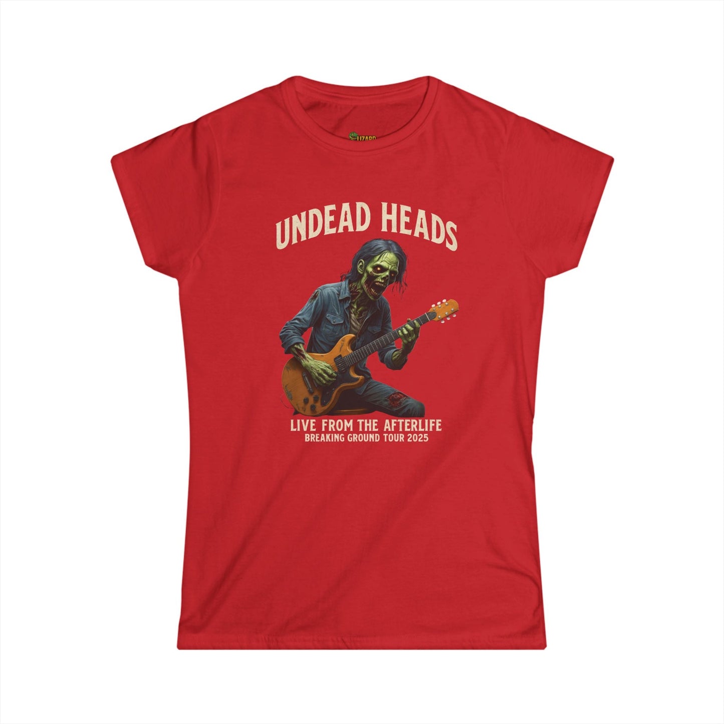 Undead Heads Women’s Tour Tee – Softstyle Graphic Rock Shirt | Music Lover Gift & Concert Apparel – Red T-Shirt for boho chic apparel (6 view)