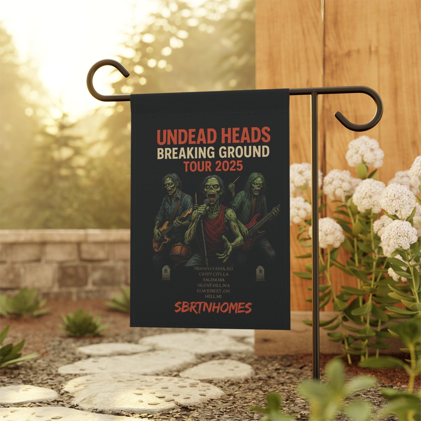Undead Heads Zombie Band Flag – Spooky Halloween Garden Banner | Outdoor Yard Decor – 24.5'' × 32'' Home Decor for creepy lawn sign (5 view)