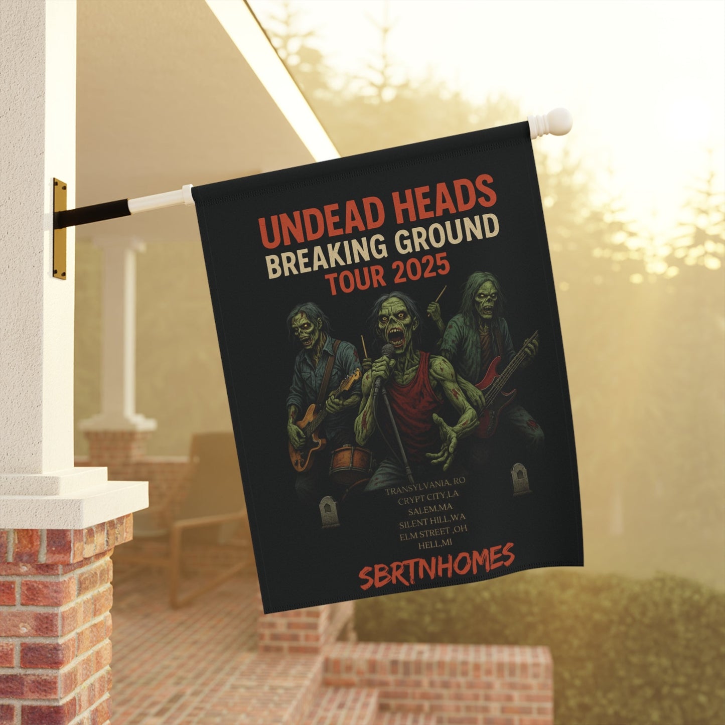 Undead Heads Zombie Band Flag – Spooky Halloween Garden Banner | Outdoor Yard Decor – 24.5'' × 32'' Home Decor for creepy lawn sign (8 view)