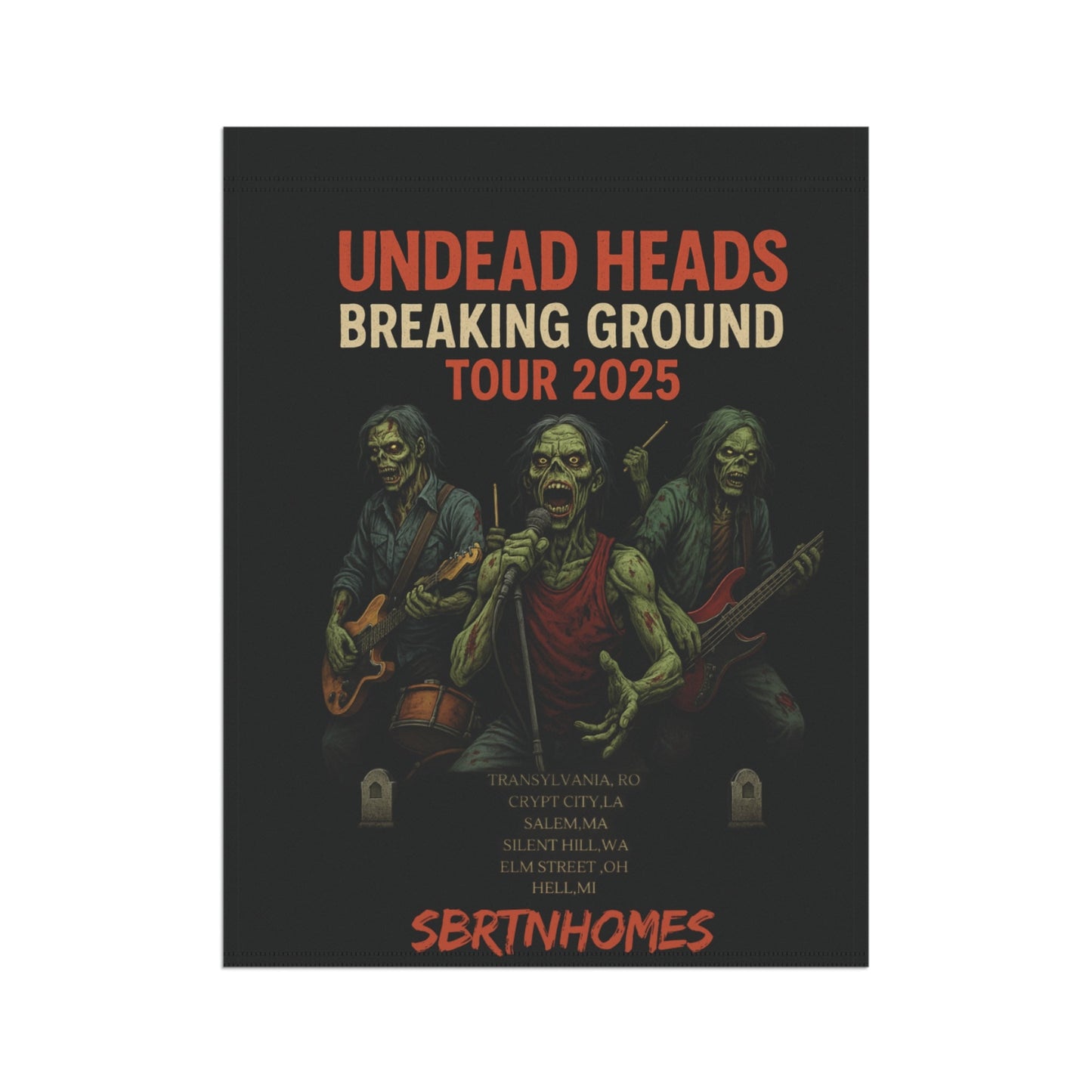 Undead Heads Zombie Band Flag – Spooky Halloween Garden Banner | Outdoor Yard Decor – 24.5'' × 32'' Home Decor for creepy lawn sign (7 view)