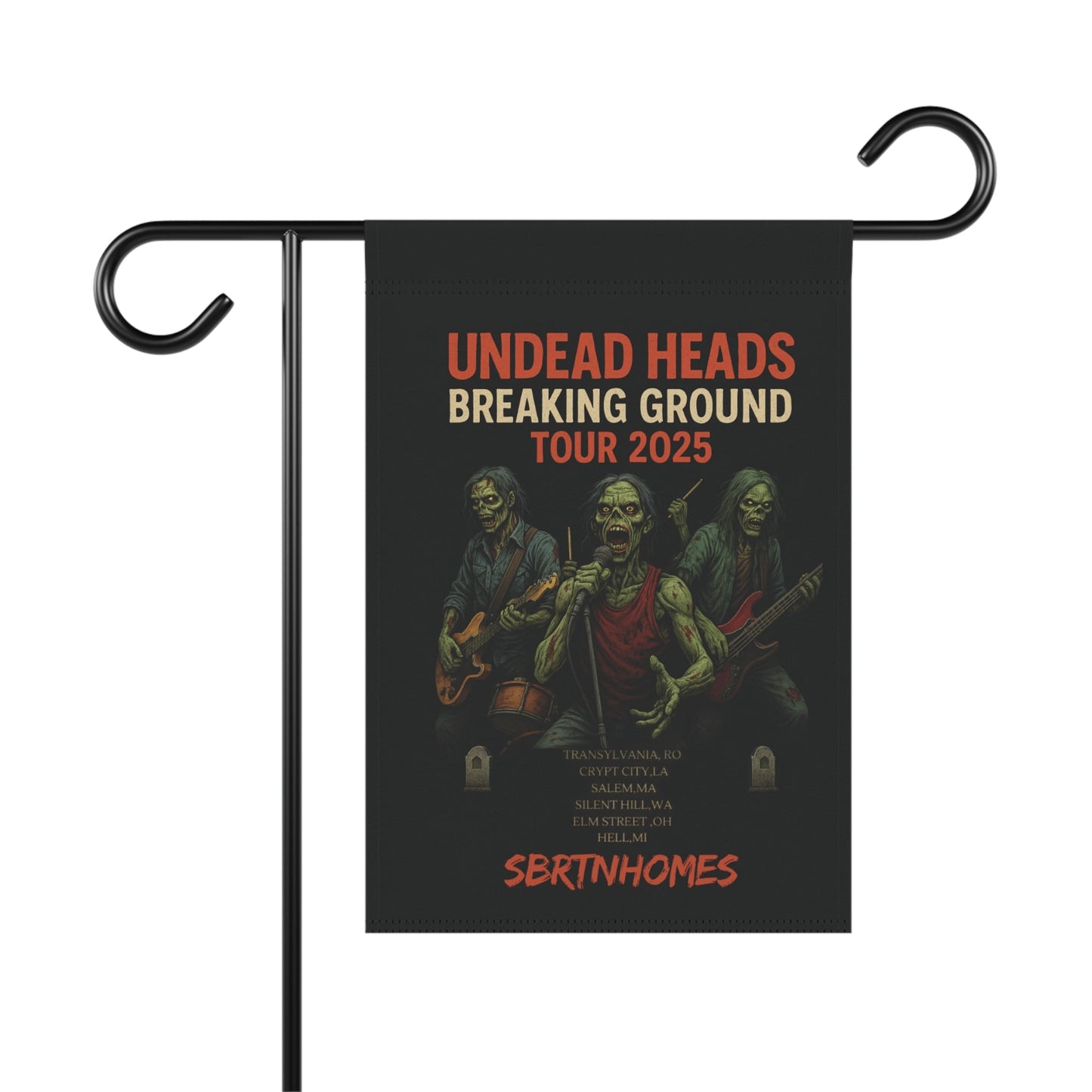 Undead Heads Zombie Band Flag – Spooky Halloween Garden Banner | Outdoor Yard Decor – 12'' × 18'' Home Decor for creepy lawn sign (1 view)
