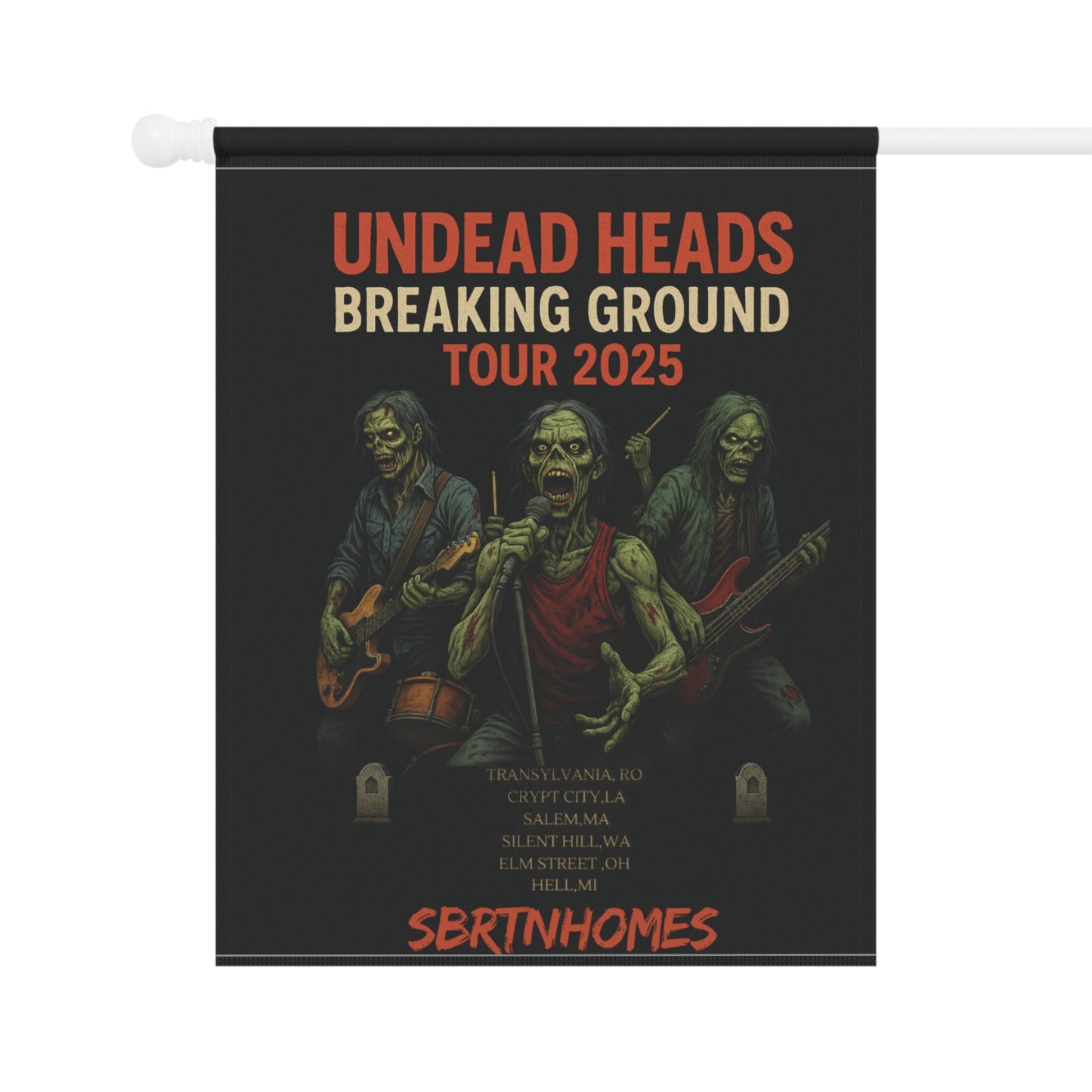 Undead Heads Zombie Band Flag – Spooky Halloween Garden Banner | Outdoor Yard Decor – 24.5'' × 32'' Home Decor for creepy lawn sign (6 view)