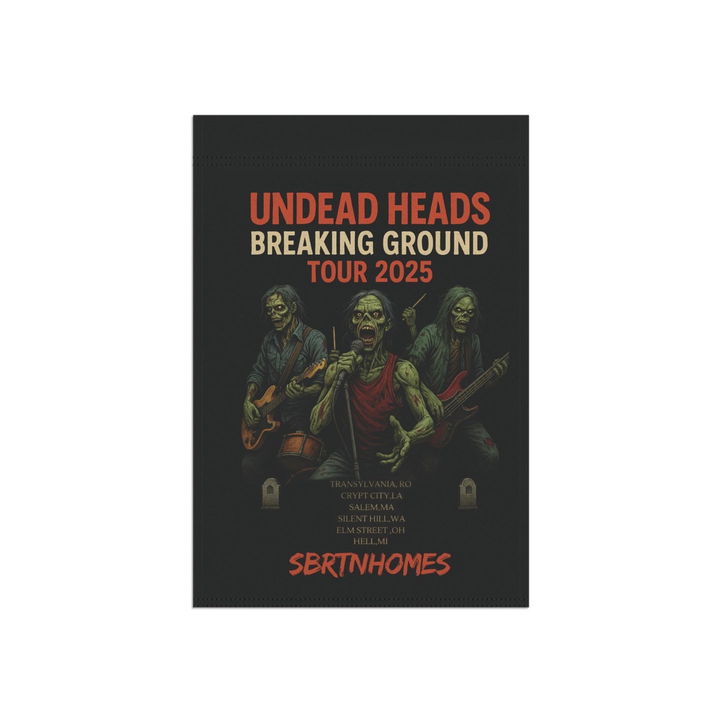 Undead Heads Zombie Band Flag – Spooky Halloween Garden Banner | Outdoor Yard Decor – 24.5'' × 32'' Home Decor for creepy lawn sign (4 view)