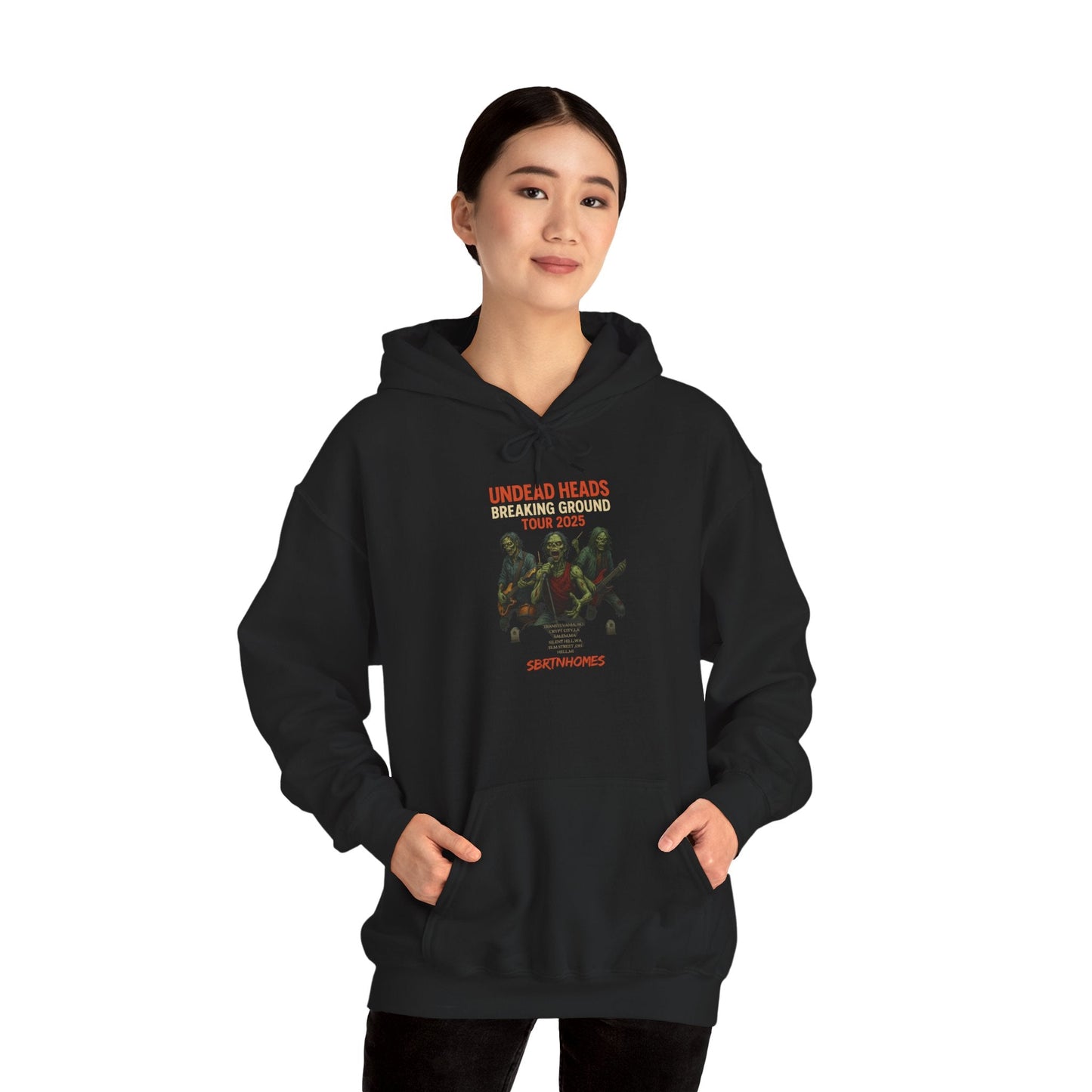 Undead Heads Tour Hoodie – Heavy Blend Streetwear for Music Fans & Midnight Mayhem | Lizard Designs – S Hoodie for casual streetwear (5 view)