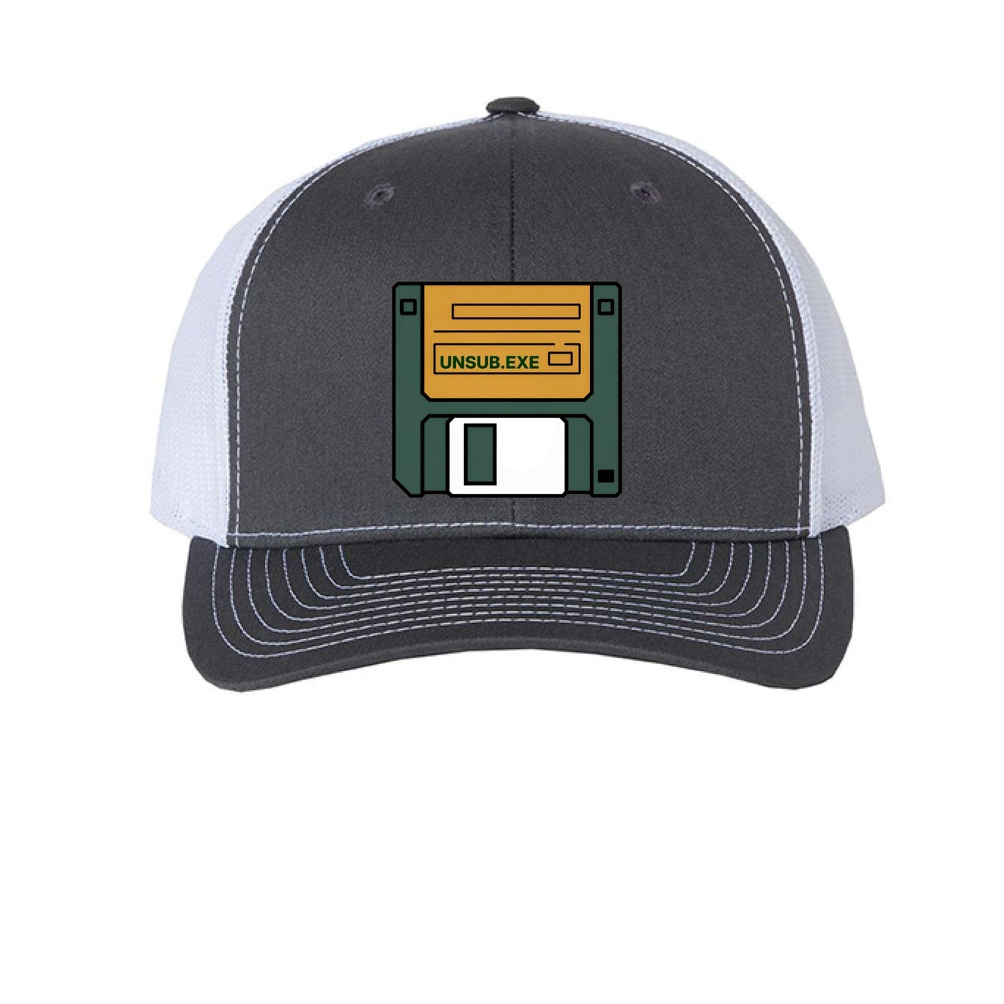 UNSUB.EXE Hat – Retro Floppy Disk Humor | RM Outpost – Charcoal/ White Hats for Apparel (17 view)