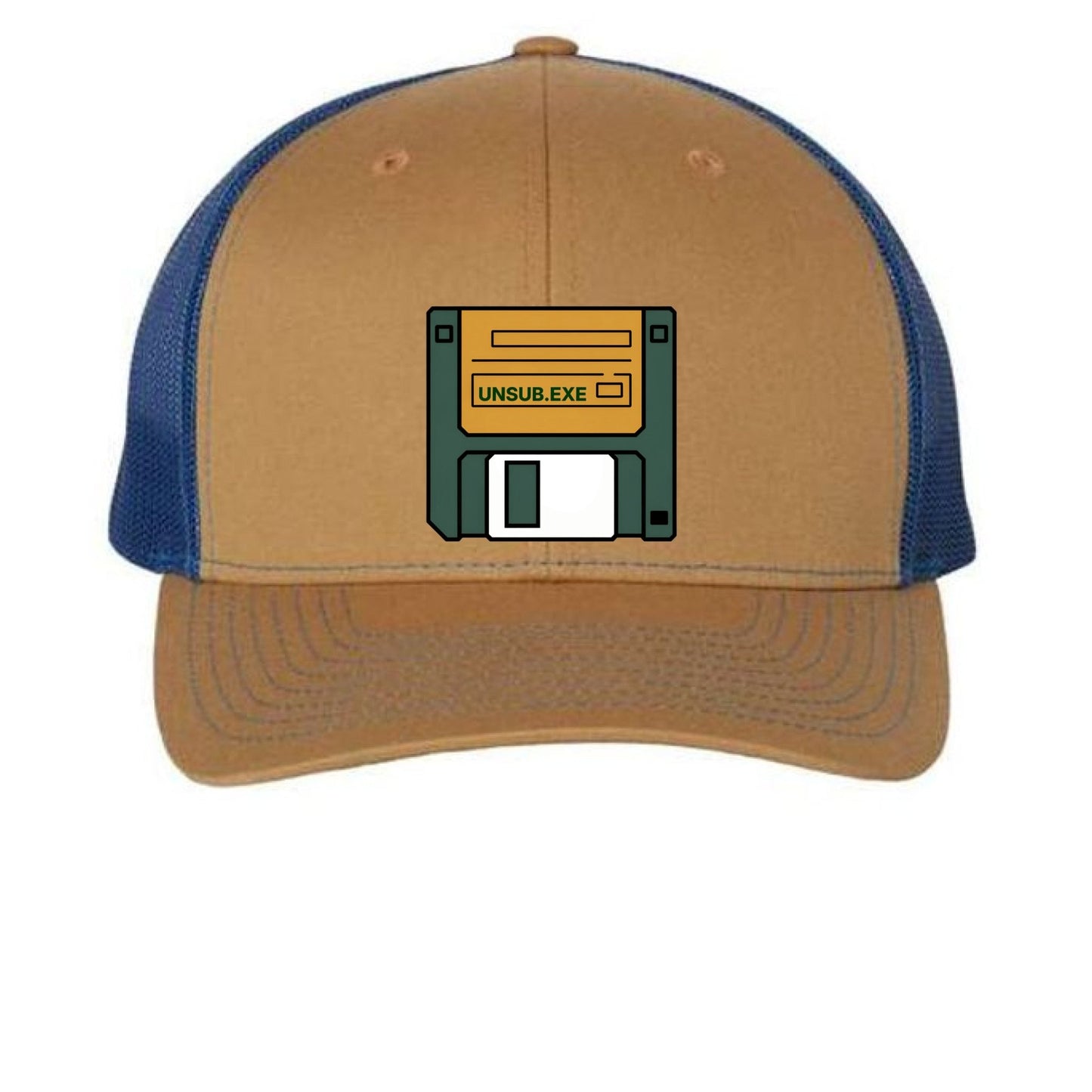 UNSUB.EXE Hat – Retro Floppy Disk Humor | RM Outpost – Biscuit/ True Blue Hats for Apparel (9 view)